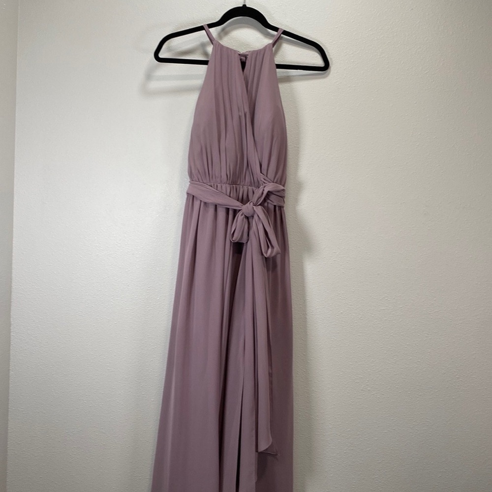 Revelry Elisa Chiffon Faux a‎ wrap Dress in Wisteria 939 regular maxi
